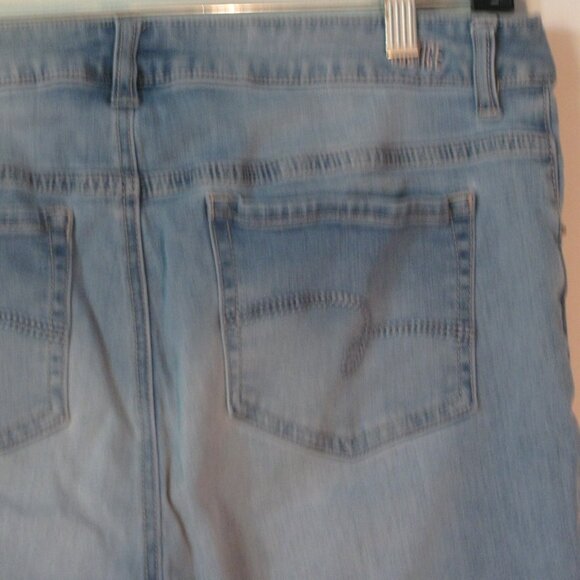 Justice Jeans Plus Size 24 Fringed Distressed Light Wash Ankle Crop Skinny - Picture 7 of 8